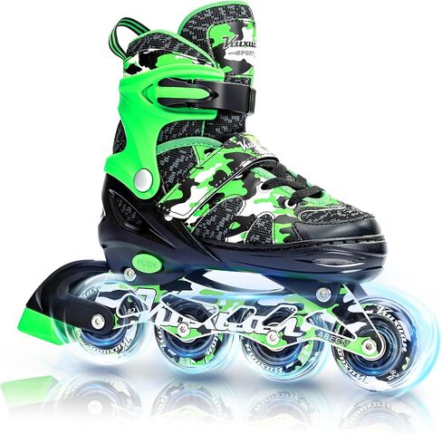 Kuxuan Skates Adjustable Inline Skates for Kids and Youth with Full Light Up Wheels Camo Outdoor Fun Illuminating Skates for Girls and Boys Beginner in Saudi Arabia