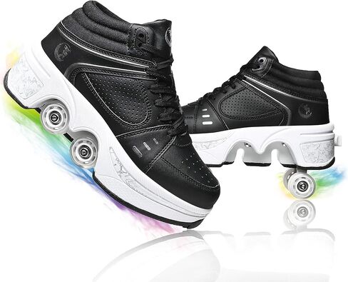 Women's Deformation Retractable Four-Wheeled Roller Skates Multifunction Adjustable Double Row Roller Shoes Outdoor Automatic Walking Sports Shoes in Kuwait