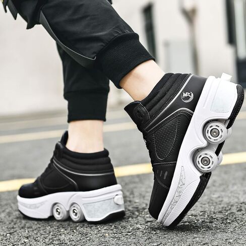 Women's Deformation Retractable Four-Wheeled Roller Skates Multifunction Adjustable Double Row Roller Shoes Outdoor Automatic Walking Sports Shoes in Kuwait