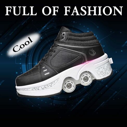Women's Deformation Retractable Four-Wheeled Roller Skates Multifunction Adjustable Double Row Roller Shoes Outdoor Automatic Walking Sports Shoes in Kuwait