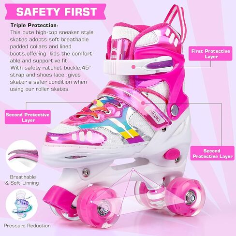 زلاجات دوارة للفتيات والفتيان، 4 مقاسات قابلة للتعديل للأطفال الصغار زلاجات دوارة مع عجلات مضيئة للأطفال الصغار في الهواء الطلق وفي الأماكن المغلقة in Kuwait