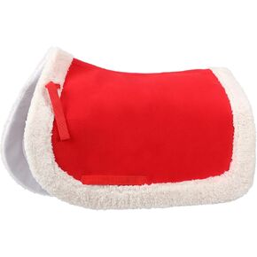 Abbylike Horse Saddle Pad Christmas Red Saddle Pad Santa Saddle Pad with Faux Fur Trim for Horses Under Saddle, Dressage, Jumping & Training