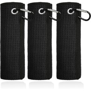 Mile High Life Microfiber Golf Towel 3 Pack, 16" X 16", Waffle Pattern Design with Carabiner Clip, Super Absorbent, Small Golf Ball Towels, Golf Bag Accessories for Men and Women, Golf Gift