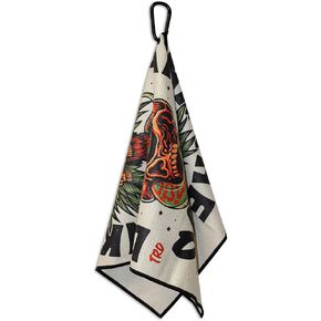RokFit Gym Towel, Golf Towel, Utility Towel. Multi-use Bold Graphic Towel with Carabiner Clip. (Tattoo Flash Pattern) in Saudi Arabia