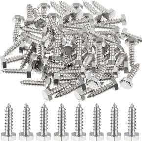 Zonon 50 Pcs 1/4" x 1" Hex Head Lag Screws 304 Stainless Steel Lag Bolts Heavy Duty Lag Screws Hexagon Head Wood Screws