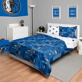 FOCO Dallas Mavericks NBA Team Color Bed in a Bag Comforter Bedding 5 Piece Set - Full
