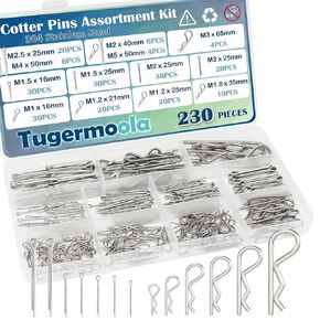 230PCS 13 Sizes Cotter Pin Assortment Kit 304 Stainless Steel R Shaped Cotter Pins and Hairpin Split Pin Fastener Clips OLA016