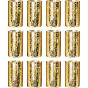 Gold Candle Holder Hurricane Candle Cylinder Vases for Centerpieces Set of 6 for Wedding Table Centerpiece