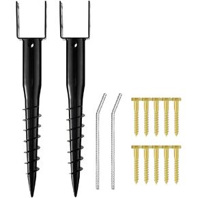 Premium No Dig Ground Anchor Black U-Model Screw in Post Stake 27" Long Anchor Fits Full Sized 4"x4" Posts, Great for Mailbox Posts and Fence Posts, 2-Pack