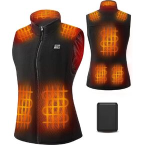 Fleece Heated Vest Jackets for Women with 18400mAh Power Bank，3S Rapid Heating Vest with Light-Off Design