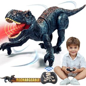Sunrad Remote Control Dinosaur Toys for Kids 3-5 4-7 8-12 Year Old, Electronic RC Robot Dinosaur with Spray & Light & Roar, Realistic Walking T-Rex Toys Birthday Gifts for Boys Girls(Green)