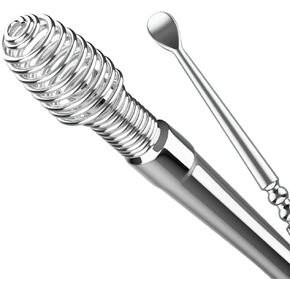 Ear Wax Cleaner Tool Set Ear Cleaner Ear Cleaner Tool Ear Wax Removal Spoon Double Ended with Stainless 360° Spiral Ear Massage Cleaning Tool Ear Cleaner Cleaning Brush and Storage Box Silver Cleaning Tool Kit Professional Ear Cleaner