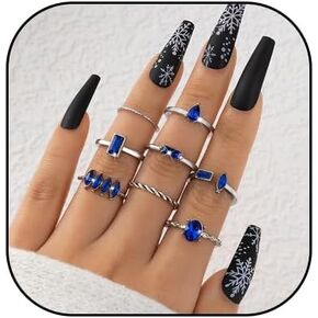 Boho Cubic Zirconia Stackable Rings for Women Dainty Crystal Knuckle Ring Set 8Pcs Vintage Gold Silver Statement Wedding Engagement Rings Pack