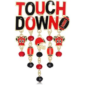 Game Day Brooches for Women Football Brooch Pins Touch Down Brooches Red Black Blue White Team Spirit Accessories Game Day Outfits Football Jewelry Party Favor Gifts