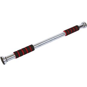 Steel Doorway Pull Up Bar | 300 lbs Max Limit | Home Gym Portable Indoor Fitness Equipment | Upper Body Padded Pull Up Bar, Silver, Black, Red