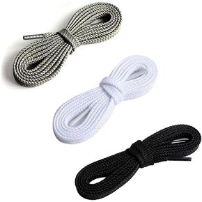 (6 colors) Flat Athletic Wide Thick ShoeLace(3 Pair) Flat shoe laces for all Sneaker Types and Shoes