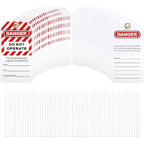 WUWEOT 50 Pack Lockout Tagout Tags, Temper Proof Danger Do Not Operate Tags, Tear Resistant & Weatherproof OSHA Compliant Tags with Zip Ties for Lock Out Tag Out, Out of Service, Equipment Repair
