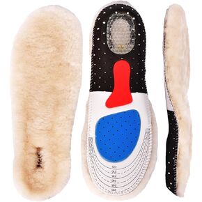 Sheepskin Insoles Comfortable Unisex Cozy Warm Durable Soft Winter Sheep Thick Wool Fluffy Fleece Shearling Replacement Inserts Shoe-Pad for Leather Shoes Boots Slippers Wellies Clog Running Shoes