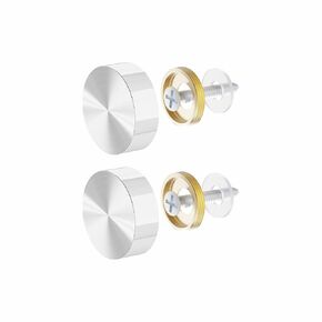 2 PCS 25mm(0.98") Mirror Screws, Brass Decorative Caps Cover Fasteners, Metal Mirror Nails, Polished Flat Silver Lid (Brushed Effect)