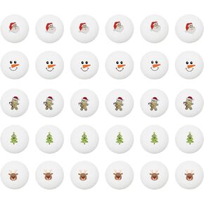 30pcs Christmas Ping Pong Balls,40mm Table Tennis Beer Pong Balls Includes Santa Claus, Christmas Tree, Gingerbread Man, Reindeer, Snowman in Kuwait