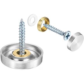 uxcell 12 Pcs Screw Covers Caps, Stainless Steel Mirror Screws Decorative Caps Cover Nails, Mirror Screws Fasteners for Sign Advertising Hardware Construction, 18mm Diameter, Silver