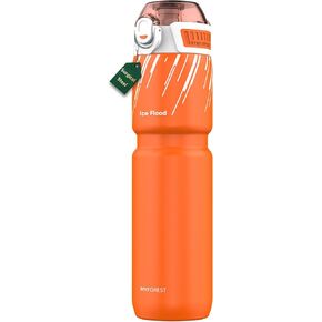 24oz/700ml Insulated Cycling Water Bottle, Surgical Steel 18/10, Most Bike Cages Fit, Chug/Sip 2-in-1, Dishwasher-Safe, Anti-Scratch (Matte Black)