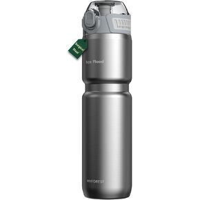 24oz/700ml Insulated Cycling Water Bottle, Surgical Steel 18/10, Most Bike Cages Fit, Chug/Sip 2-in-1, Dishwasher-Safe, Anti-Scratch (Matte Black)