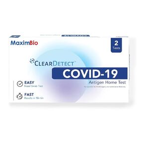 MaximBio ClearDetect Covid-19 Test Kit At Home Rapid Antigen Self Testing FDA EUA Authorized, Easy Nasal Swab, Fast Results in 15 Minutes, 2 Tests Pack