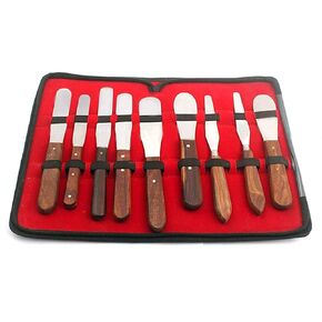 New Premium Grade Stainless Steel Set of 9 Pieces Dental Mixing Spatula Plastic ALIGNATE Mixing-Wooden Handle