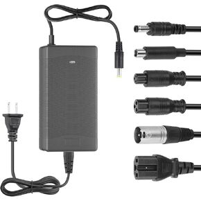 54.6V 2A Ebike Battery Charger for 13S 48V Li-ion Battery (6 Plug) 54.6V Electric Bike Charger for Scooter/Ebike DC5.5x2.5mm/3 Prong/Aviation Plug/XLR/RCA Connector Power Supply Adapter 11.5FT