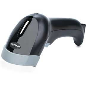 TEEMI Barcode Scanner with Stand USB Wired Inventory 1D 2D QR Code Scanners with Virtual COM Port Handsfree Scan Gun for Warehouse Library Supermarket
