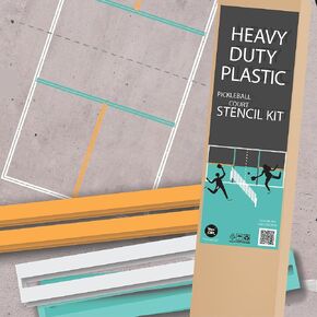 STENCILIT Basketball Court Stencil Kit for Concrete - Thick PPE Plastic, Reusable, Easy to Assemble, NO Puzzle - Complete Key & 3 Point Lines Basketball Stencil Kit for Driveway