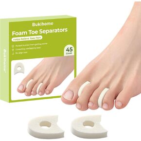 Bukihome 85 Pack Foam Toe Separators,Breathable Toe Spacers, Reduce Friction and Relieve Corns Pain, Overlapping Toes Corrector (White)