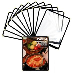 10 Pack Menu Cover Menu Covers 8.5 x 11 Inch Black Restaurant Menu Covers Transparent Menu Holder Menu Covers for Restaurants, Cafes, and Homeschool Morning Menu (10 Pack (1 Page, 2 View))