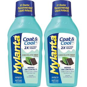 Mylanta Antacid and Gas Relief, Coat & Cool Formula, Chocolate Mint Flavor, 12 Fluid Ounces
