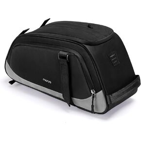 MOSISO Bike Rack Bag with Rain Cover, 10L Waterproof Bike Rear Rack bag Bicycle Trunk Bag Convertible to Sling Bag Backpack, Bike Commuter Bag Bicycle Storage Saddle Bag Cycling Luggage Bag, Black