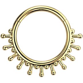 Pierced Owl 16GA Precision 316L Stainless Steel Beaded End Lines with Beads In Between Hinged Segment Ring