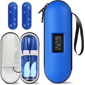 Compact Insulin Cooler Hard Travel Case with Digital Thermometer TSA Approved,Medication Diabetic Cooler for Portable Protection, Refrigerated Medicine Storage Bag with 2 Ice Packs