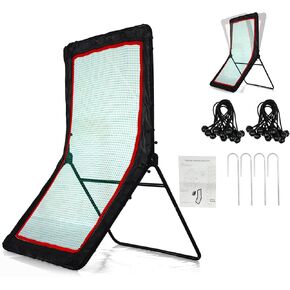 Pitch Back Baseball Volleyball Lacrosse Rebounder Net for Single Player, Pitchback Small Softball Baseball Rebounder Net, Volleyball Softball Mini Practice Net Rebounder Fielding Trainer Rebound Net