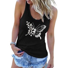 Avanova Women Butterfly Rhinestone Graphic Tank Tops Sleeveless Summer Shirt