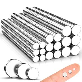 Magnets, Caturledas 600 Pack 8 Different Sizes Small Round Magnetic Rare Earth Neodymium Fridge Magnet for Home Kitchen Office School Hobby Handcraft Woodworking Miniature Model Base, Silver
