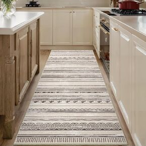 Washable Boho Front Door mat Outside Entrance 2x3 entryway Rug,Front Door Indoor Entrance,Bathroom Rugs Low Pile Throw Rugs for Entryway, Kitchen, Bath mat Entry Rug (Boho Grey, 2’x3’)