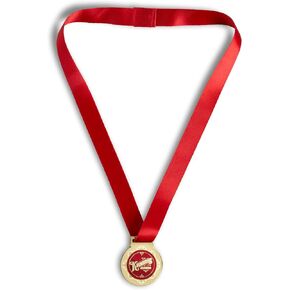 SANTA’S KINDNESS Children's Crimson Red and Gold Tone 24 inch Metal Kindness Practice Award Prize Medallion