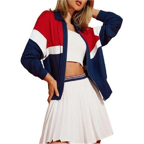 SweatyRocks Women's Color Block Zip Up Lightweight Jackets Long Sleeve Running Workout Outwear