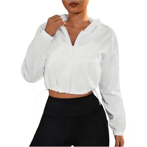 SweatyRocks Women's Zip Up Hoodie Lightweight Thin Cropped Jackets with Pocket