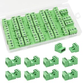20 Sets 3Pin Screw Terminal Block Connector Assortment Kit 5.08mm Pitch PCB 3Pin Connectors for 24-12AWG Cable OLA007-3PIN