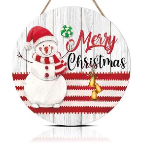 LHIUEM Vintage Merry Christmas Wooden Plaques Hanging Sign,Holiday Welcoming Front Door Signs New Year Wooden Sign (11x8inch) Christmas Party Decorations For Home, Doors Decor