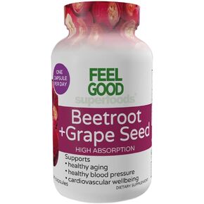 Beetroot & Grape Seed - Physician Formulated - Herbal Supplement for Energy & Heart Health Support - Premium Dietary Supplement - 60 Capsules