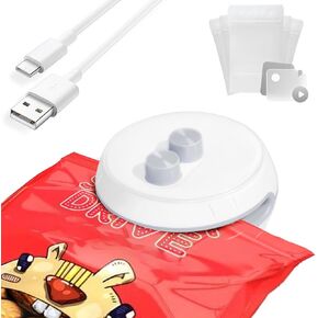 Mini Bag Sealer, 4 in 1 Chip Bag Sealers Heat Seal and Cutter with Magnet, Portable Handheld Rechargeable Food Storage Freshness Sealing Machine for Snack Cookies Plastic Bags Home Resealer