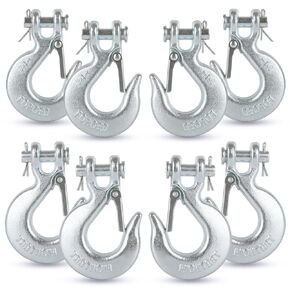 8 PCS Safety Chain Hooks 1/4 Inch Heavy Duty Carbon Steel Clevis Slip Hook with Safety Latch Trailer 1/4 Chain Hooks Trailer Truck Transport Tow Hook, 15520 Lbs Capacity